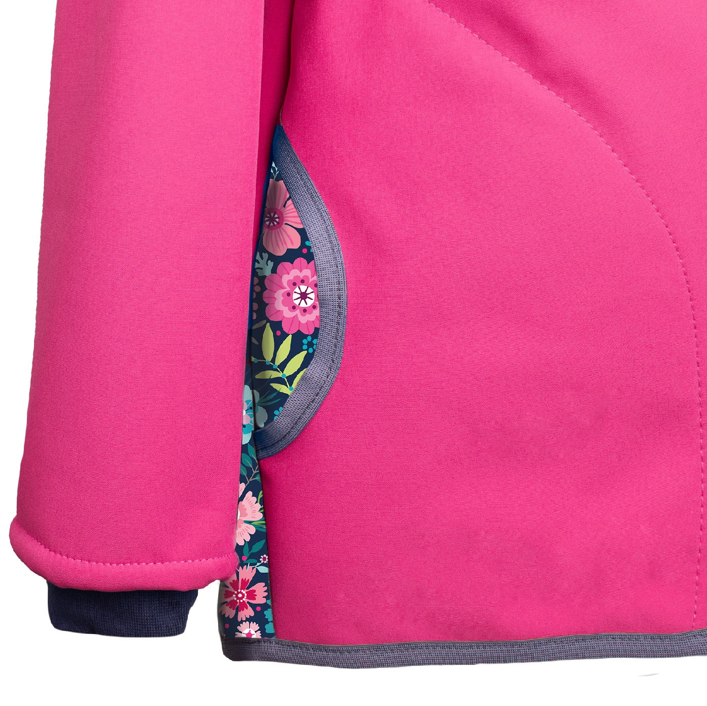 Kinder Softshelljacke mit Fleece, Fuchsia, Blumen