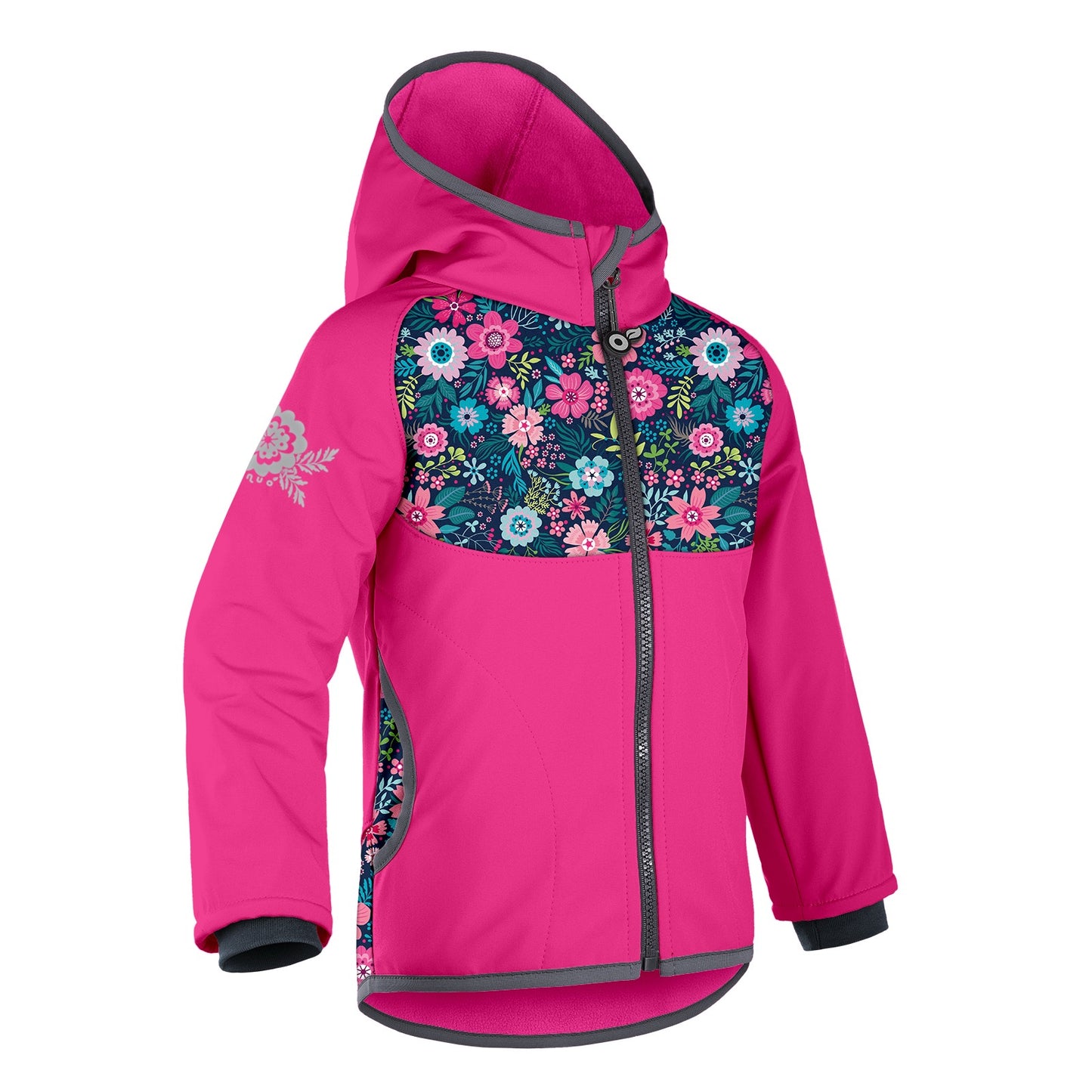 Kinder Softshelljacke mit Fleece, Fuchsia, Blumen