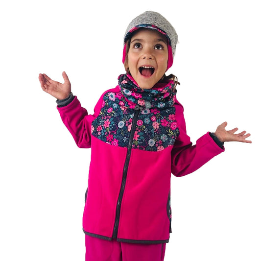 Kinder Softshelljacke mit Fleece, Fuchsia, Blumen
