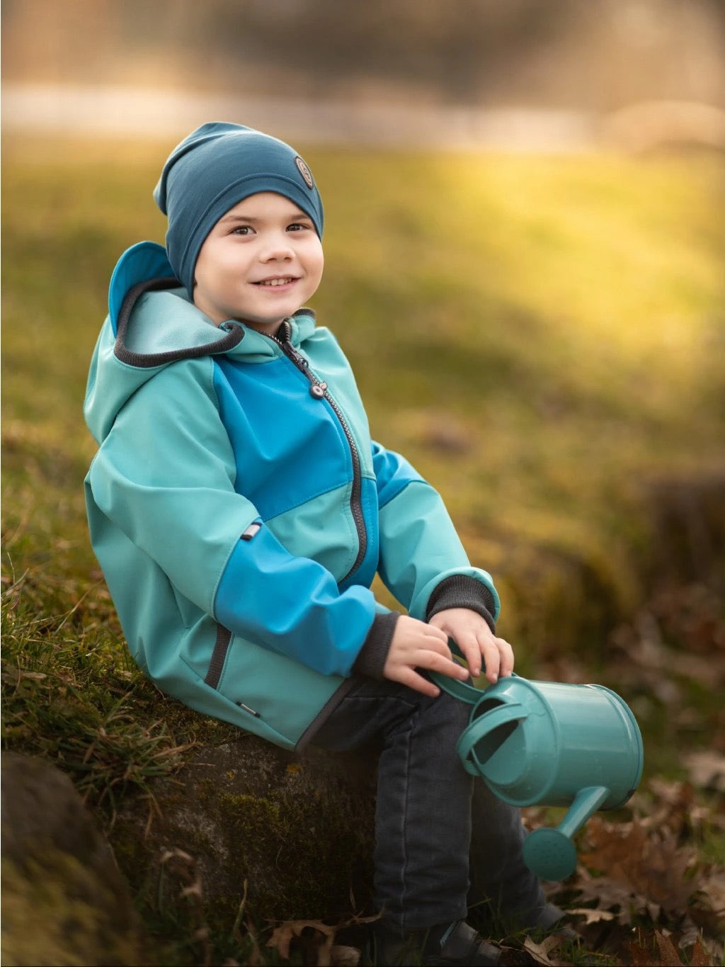 Kinder Softshelljacke mit Fleece, Hellblau-Türkis