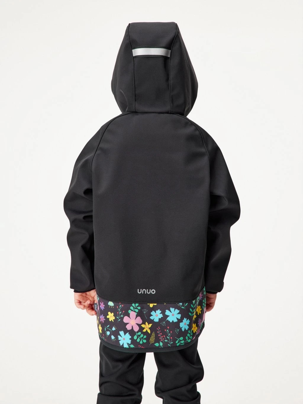Kinder Softshelljacke mit Fleece, Schwarz, Blumen