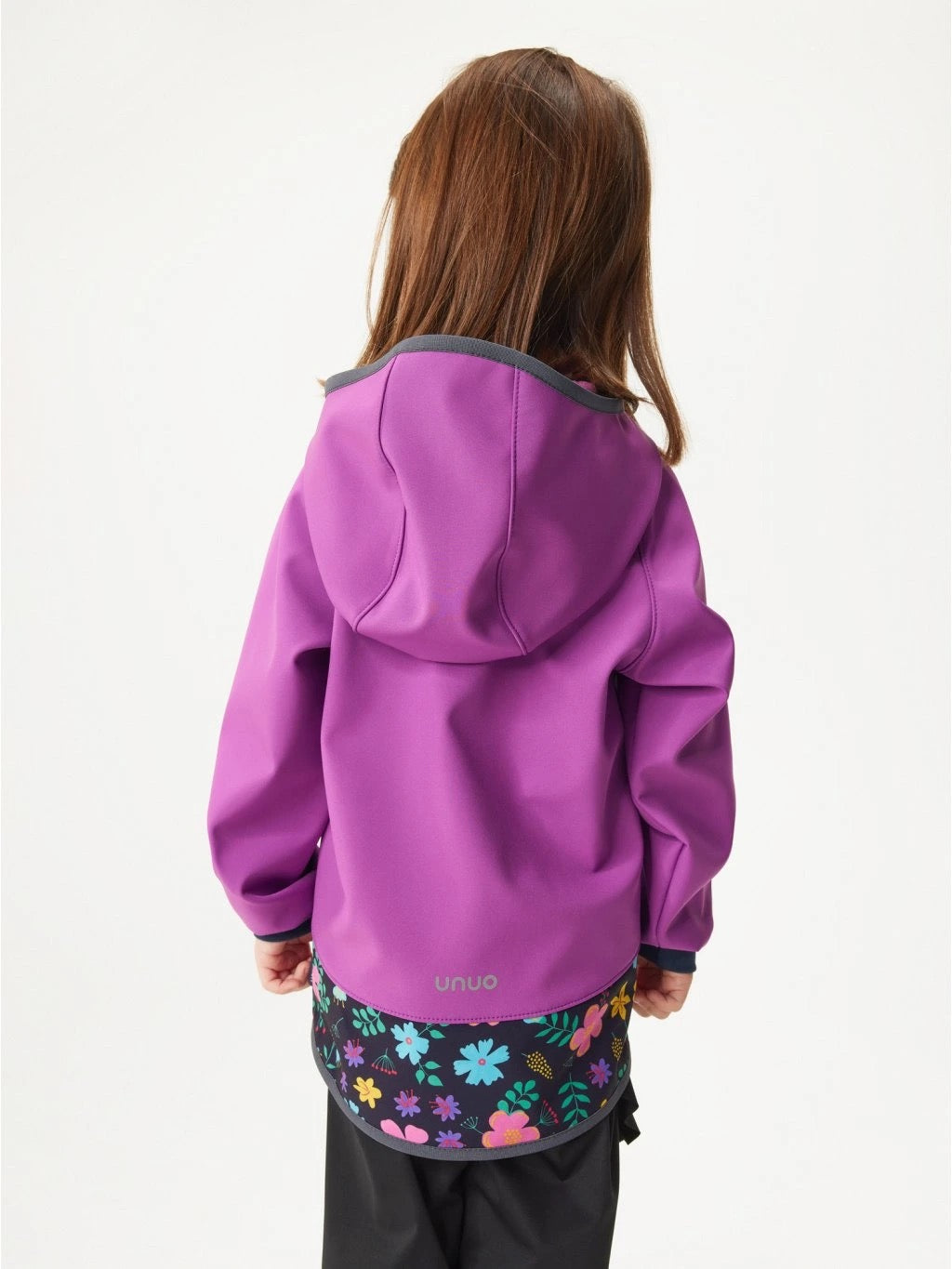 Kinder Softshelljacke ohne Fleece, Violett, Blumen