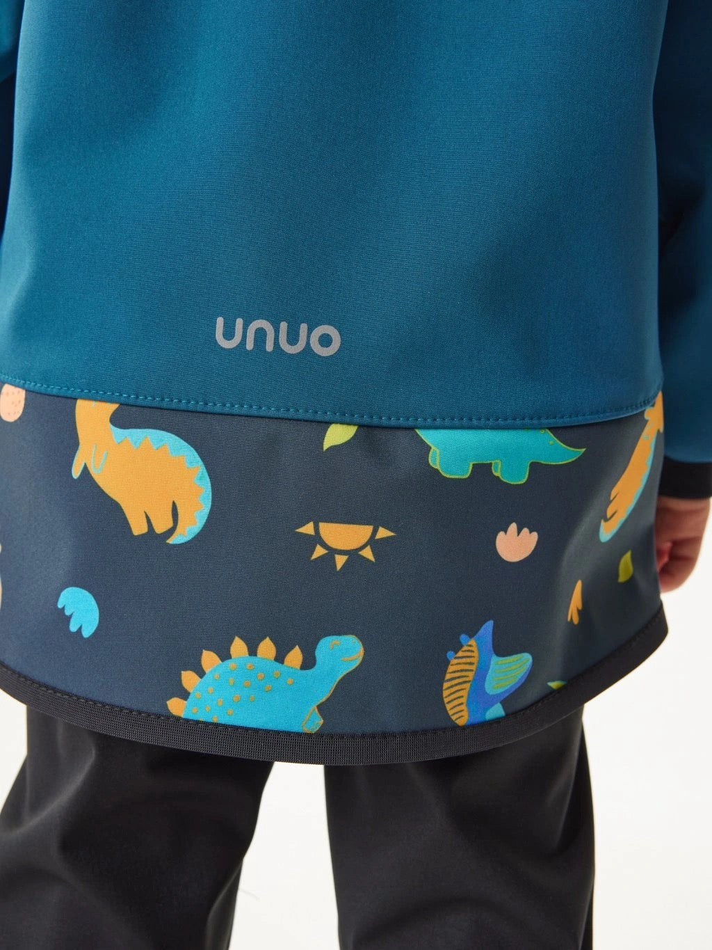 Summer softshell jacket without lining, cobalt blue, dinosaurs