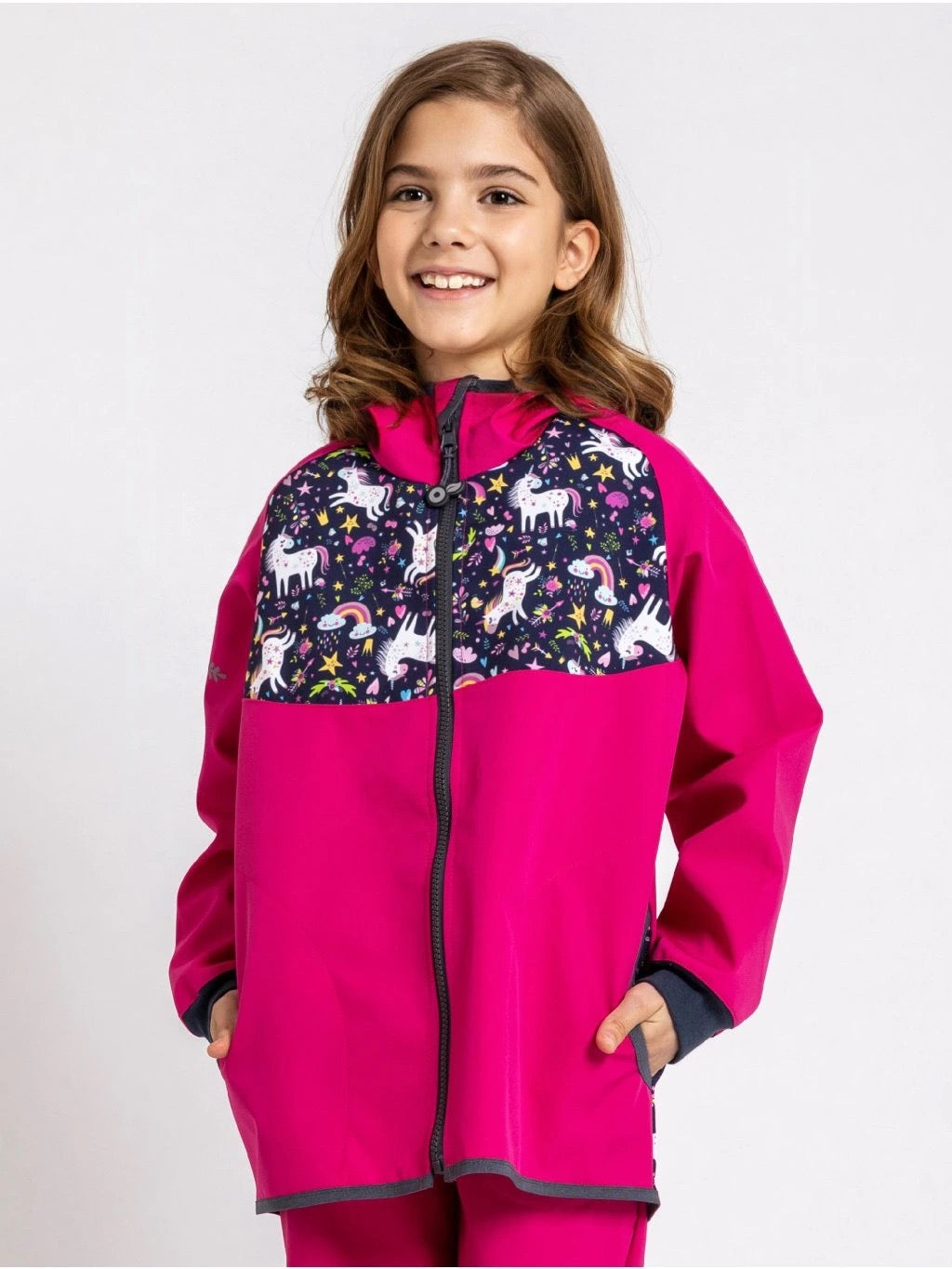 Sommer Softshelljacke ohne Futter, Fuchsia, Einhorn