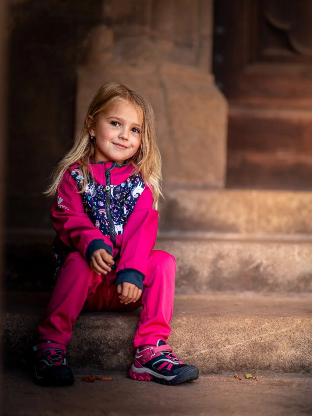 Sommer Softshelljacke ohne Futter, Fuchsia, Einhorn