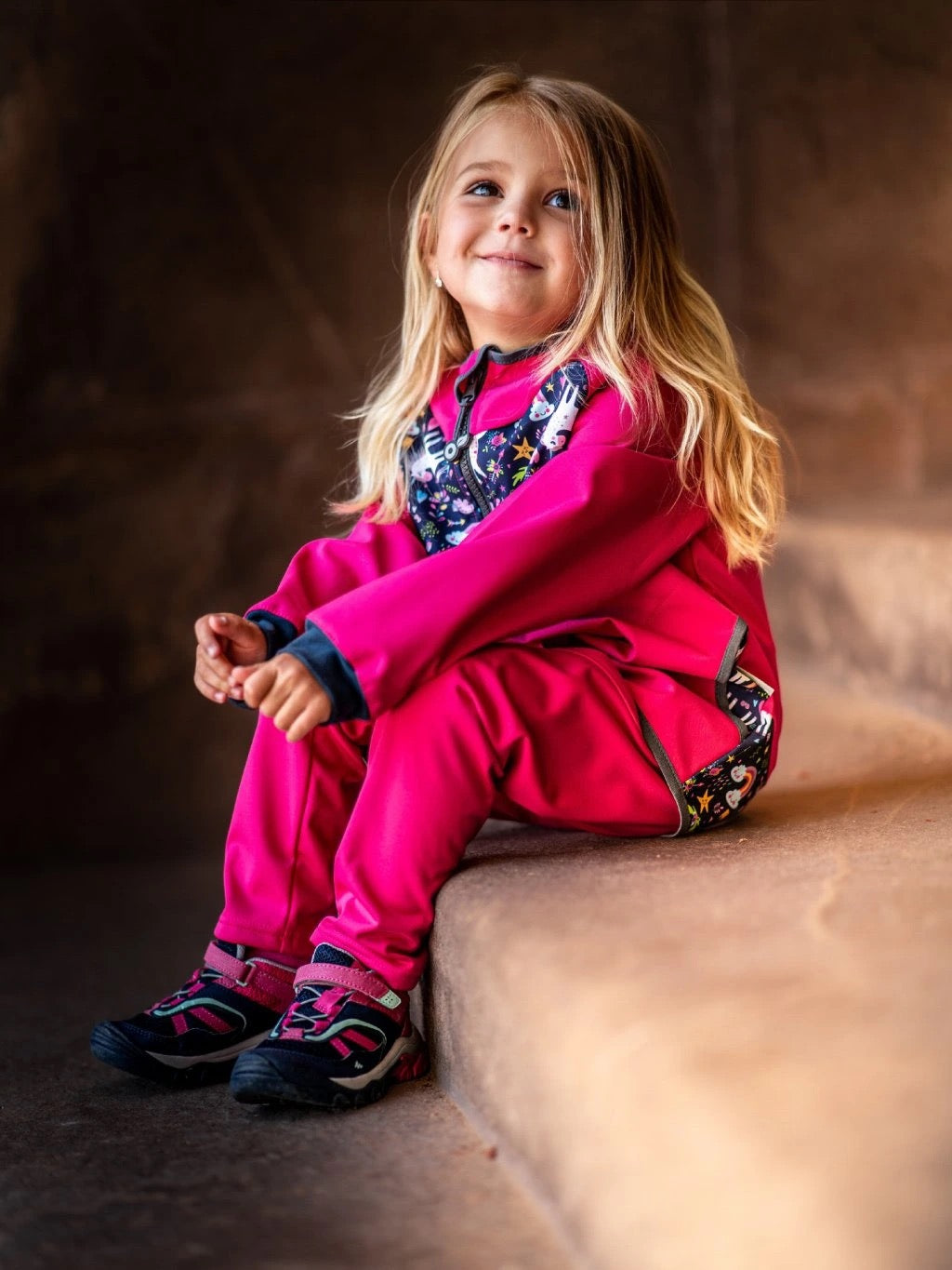 Sommer Softshelljacke ohne Futter, Fuchsia, Einhorn