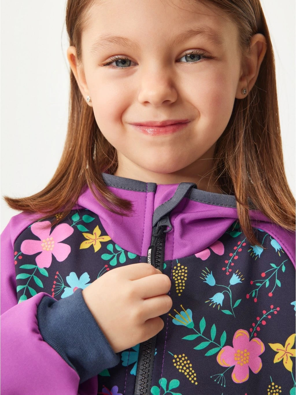 Kinder Softshelljacke ohne Fleece, Violett, Blumen