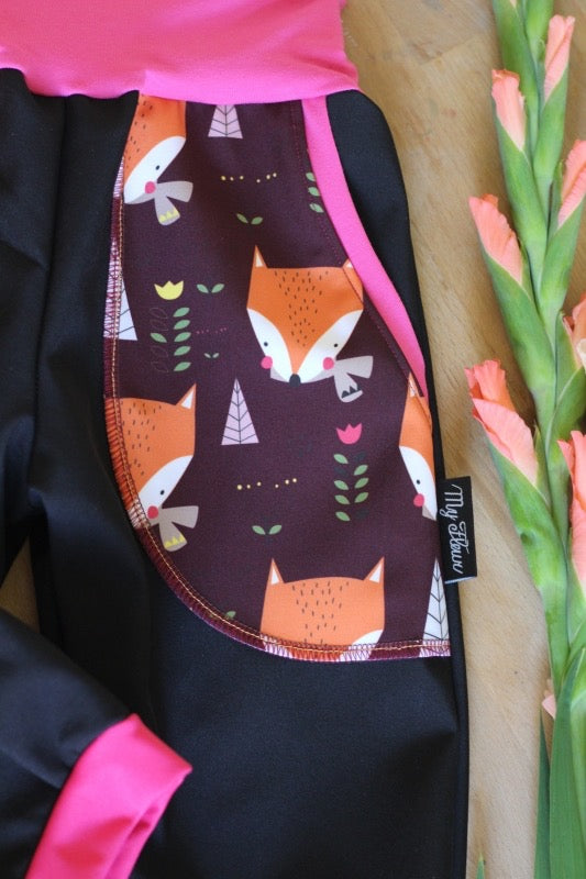 Softshellhosen schwarz, Füchse rosa