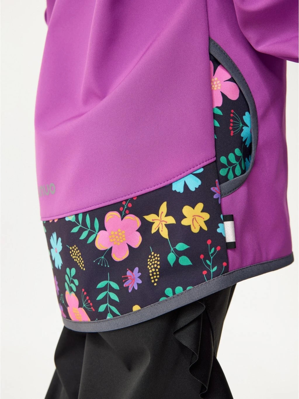 Kinder Softshelljacke ohne Fleece, Violett, Blumen