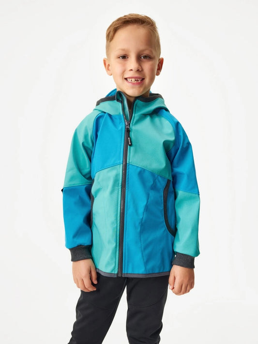 Kinder Softshelljacke mit Fleece, Hellblau-Türkis