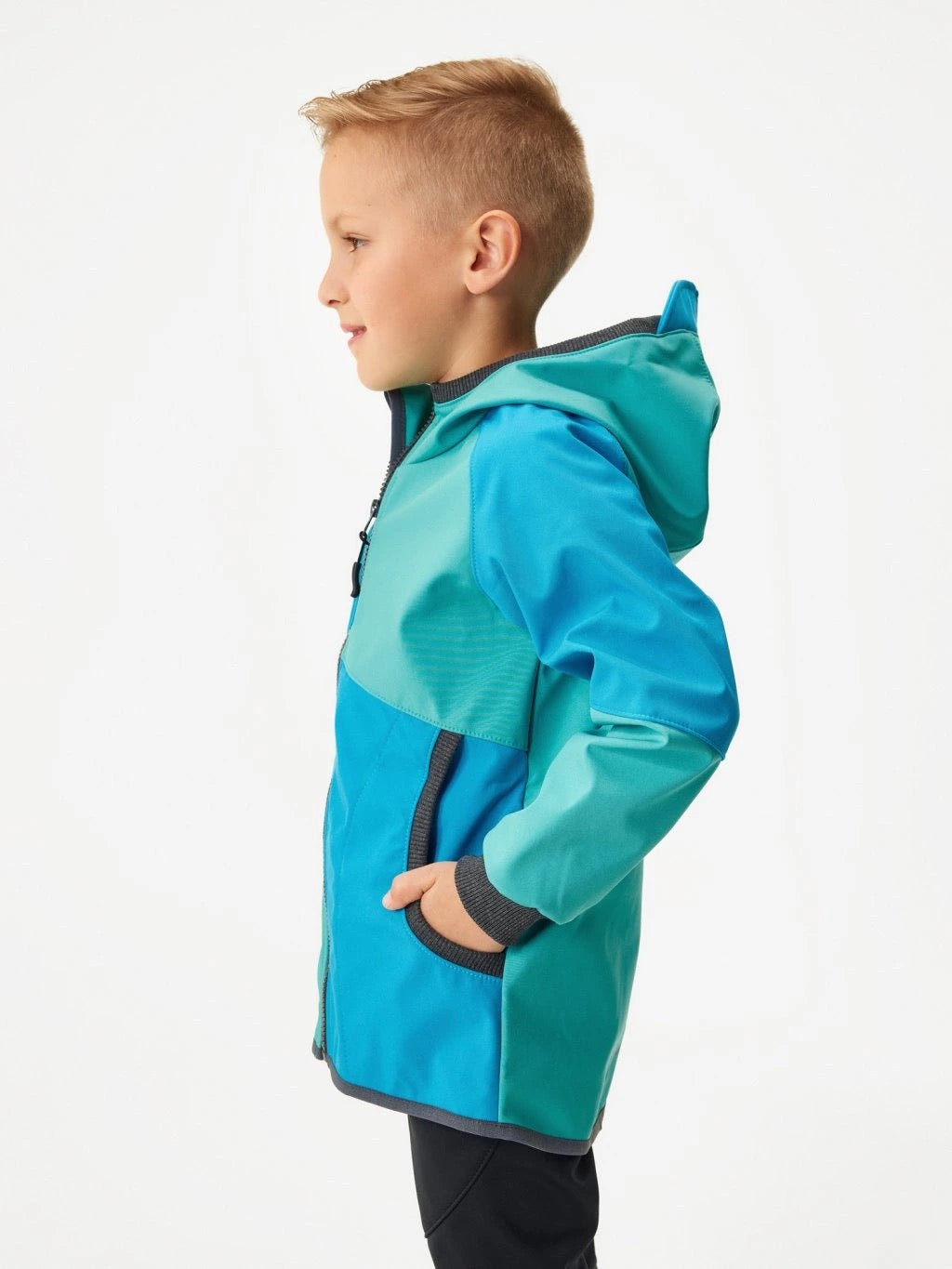 Kinder Softshelljacke mit Fleece, Hellblau-Türkis