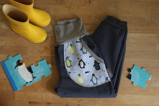 Softshellhosen grau, Pinguine