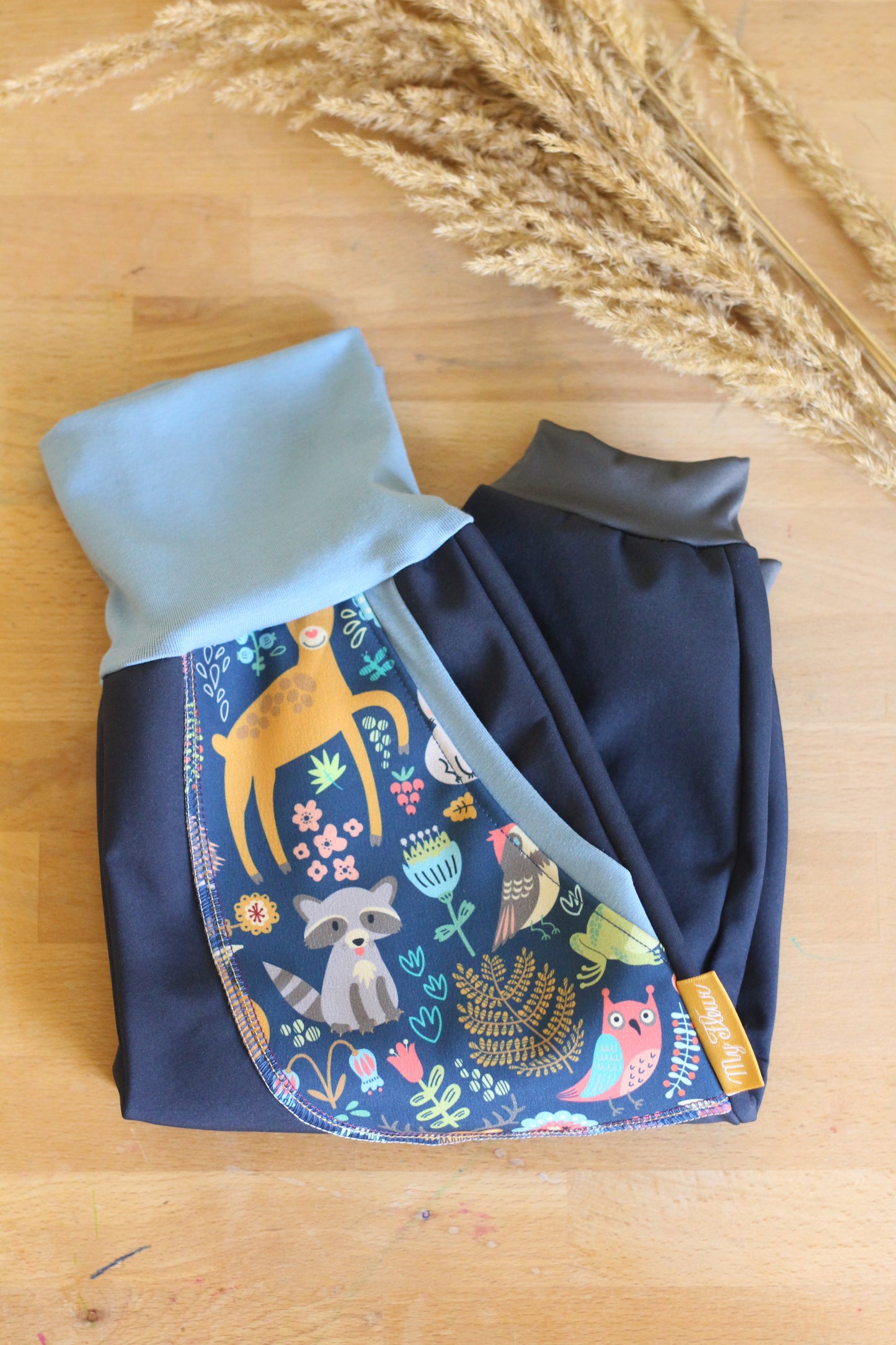 Softshellhosen dunkelblau, Waldtiere blau