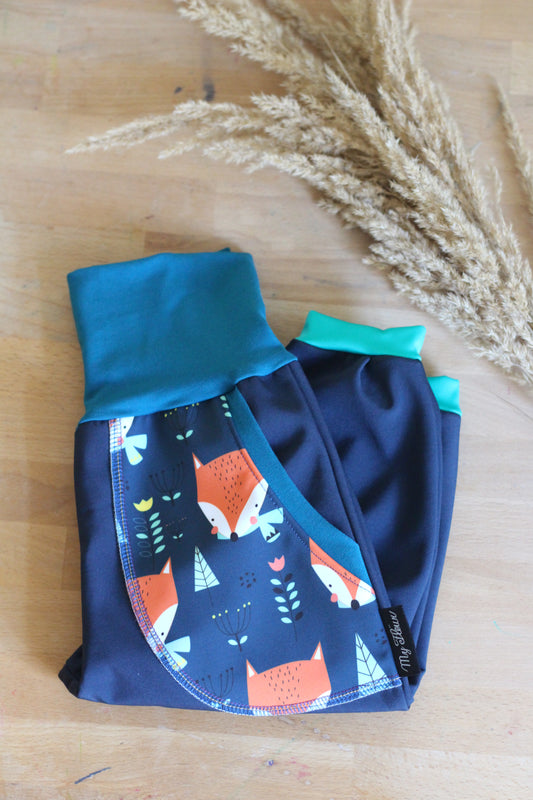 Softshellhosen dunkelblau, Füchse petrol