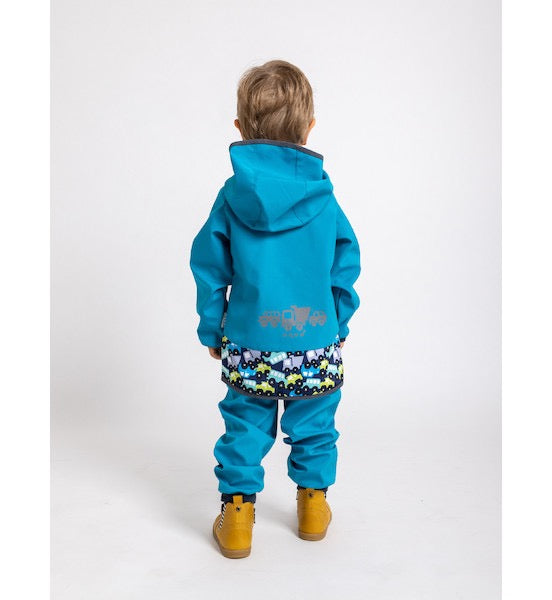 Kinder Softshelljacke mit Fleece, Smaragdgrüne, Autos