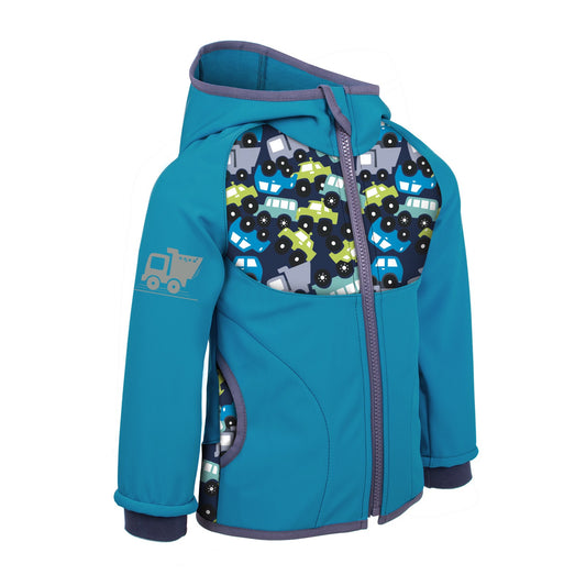 Kinder Softshelljacke mit Fleece, Smaragdgrüne, Autos