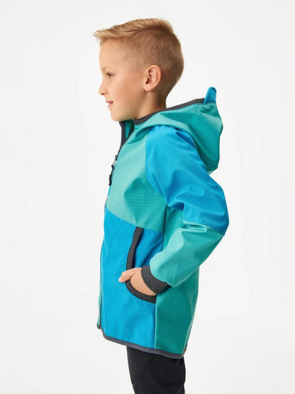 Kinder Softshelljacke mit Fleece, Hellblau-Türkis