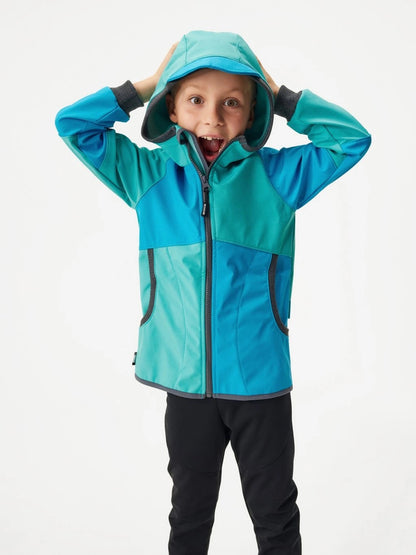 Kinder Softshelljacke mit Fleece, Hellblau-Türkis