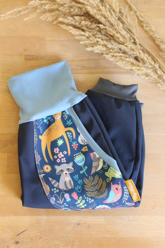 Softshellhosen dunkelblau, Waldtiere blau