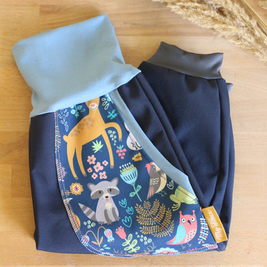 Softshellhosen dunkelblau, Waldtiere blau